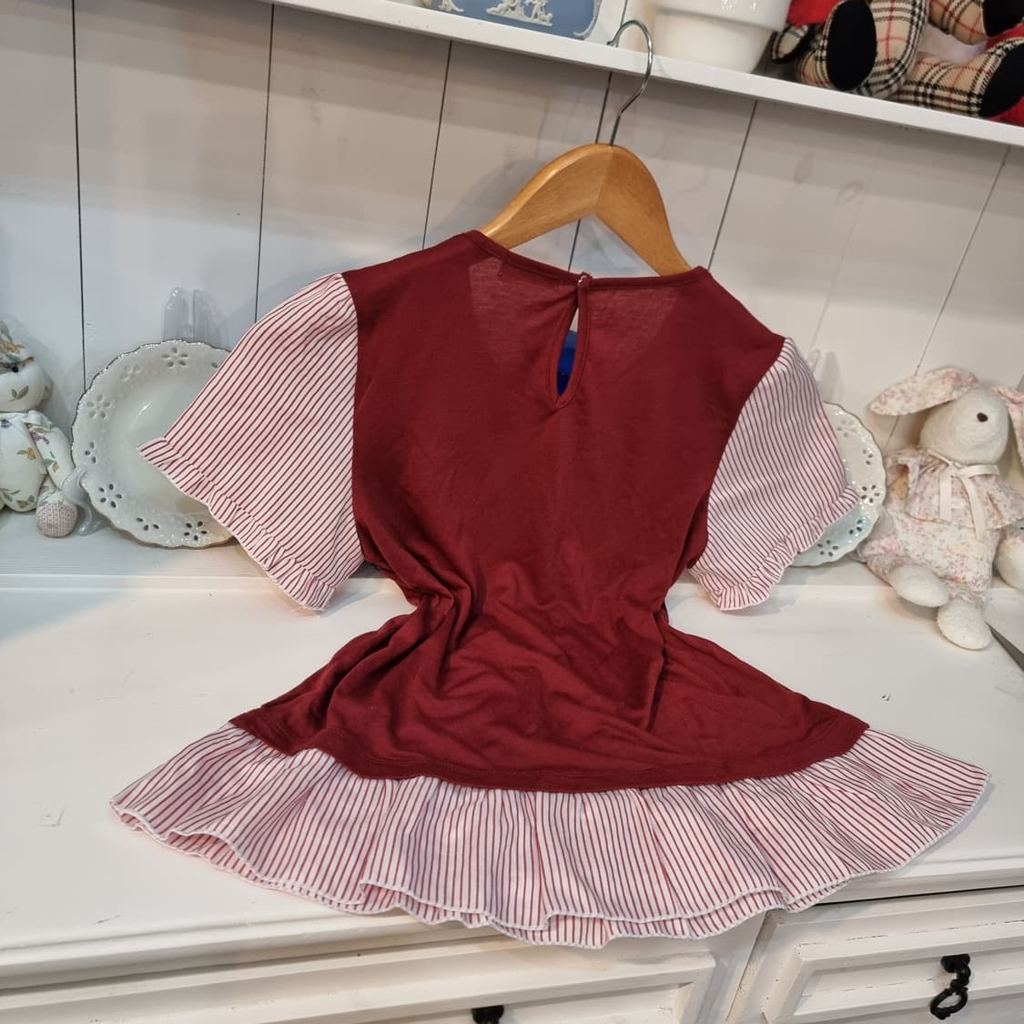 axes femme(악세즈팜므) 와인 스트라이프 리본 블라우스 상품이미지5