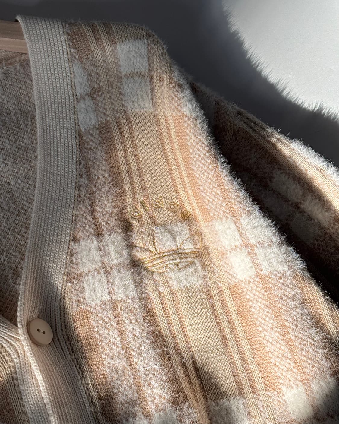 Adidas 아디다스 베이지 체크 브이넥 가디건 상품이미지5