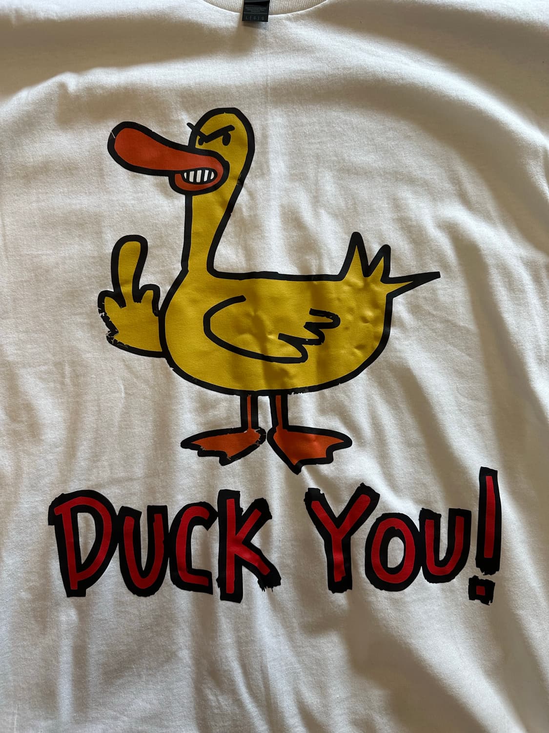"DUCK YOU!" 앵그리 오리 그래픽 티셔츠 - L 상품이미지1