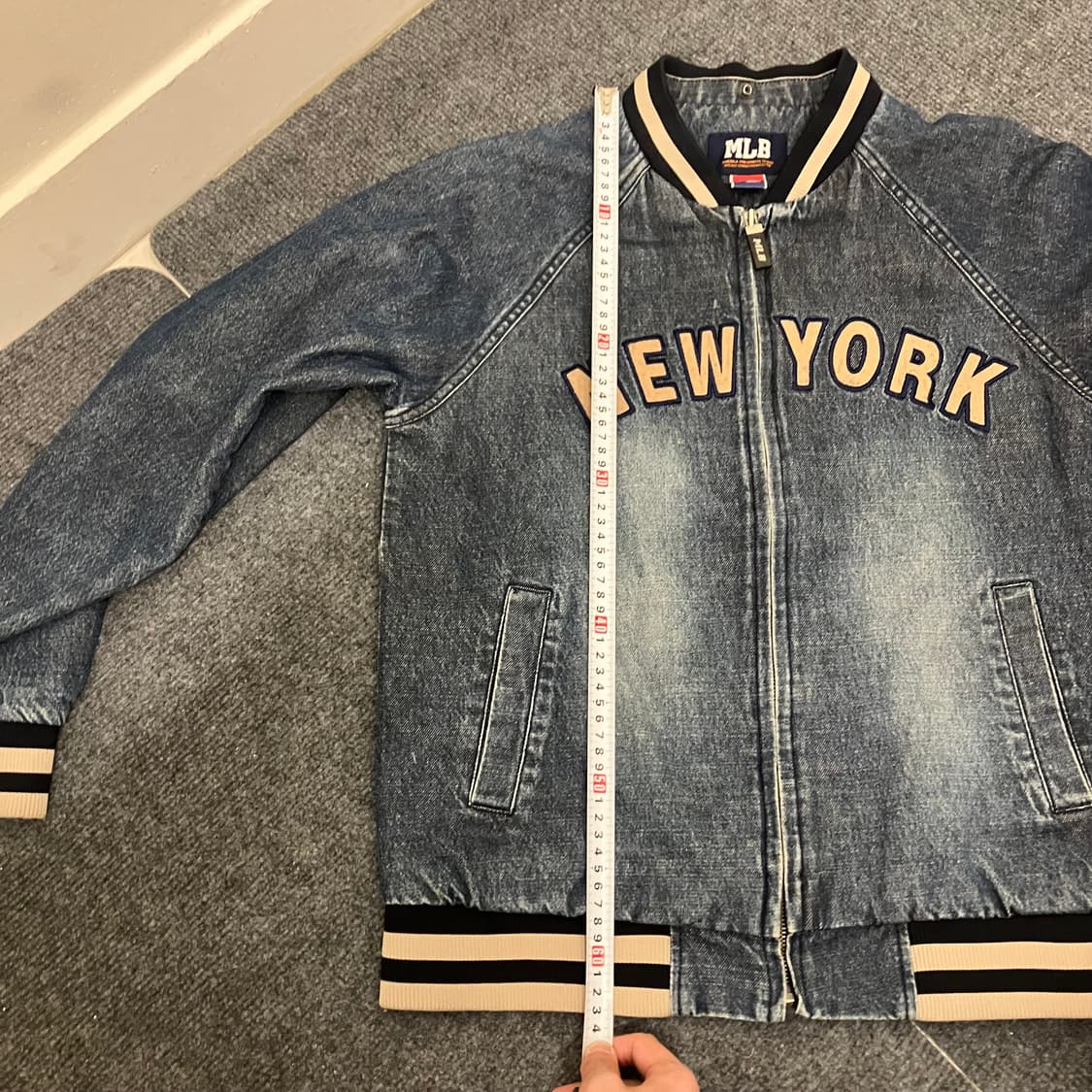 N195 00s mlb 엠엘비 뉴욕양키스 데님 바시티 자켓 상품이미지6
