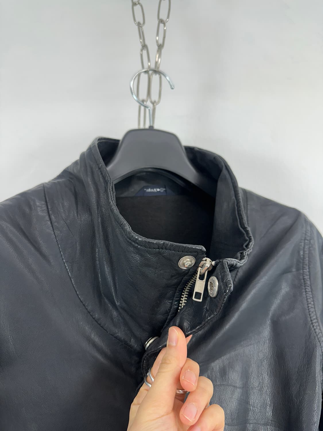 High-Neck Cropped Goatskin Jacket 상품이미지8