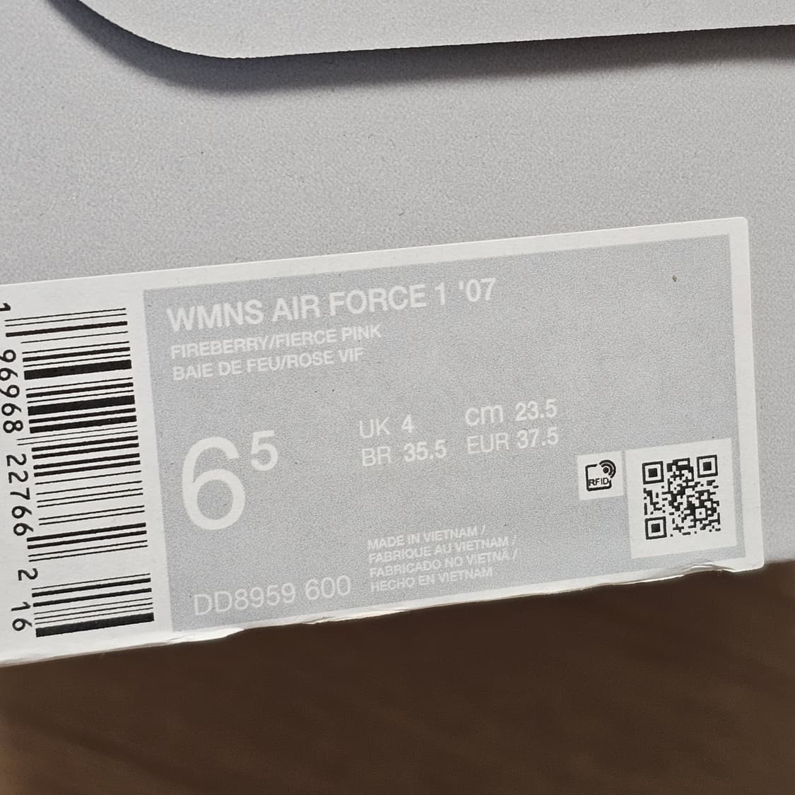 235 새제품) 나이키 에어포스 1 '07 파이어베리 피어스 핑크 상품이미지10