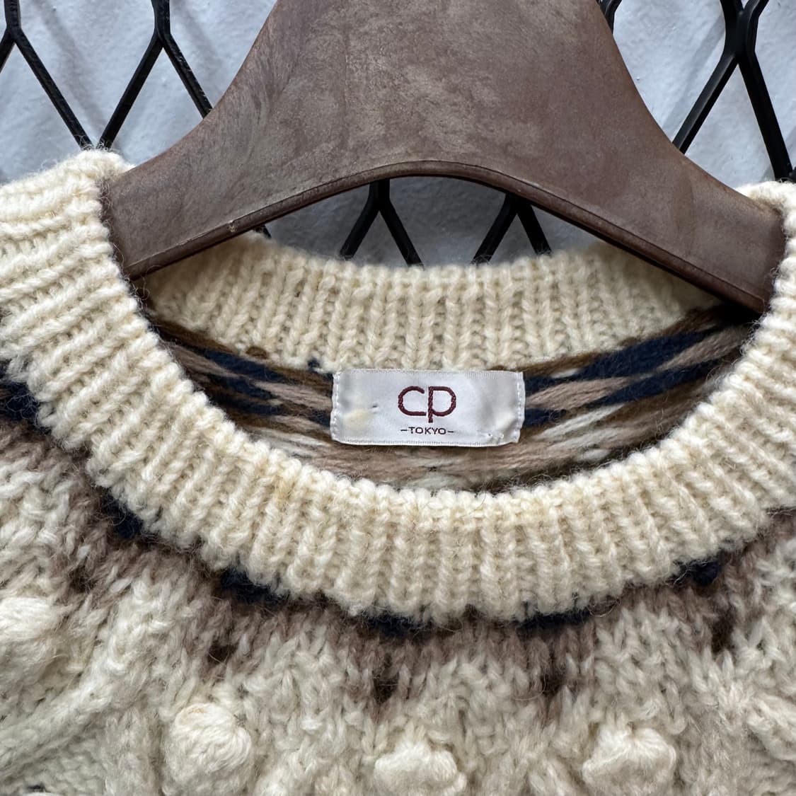 JPN VINTAGE 울 니트 노르딕 패턴 아이보리 상품이미지5