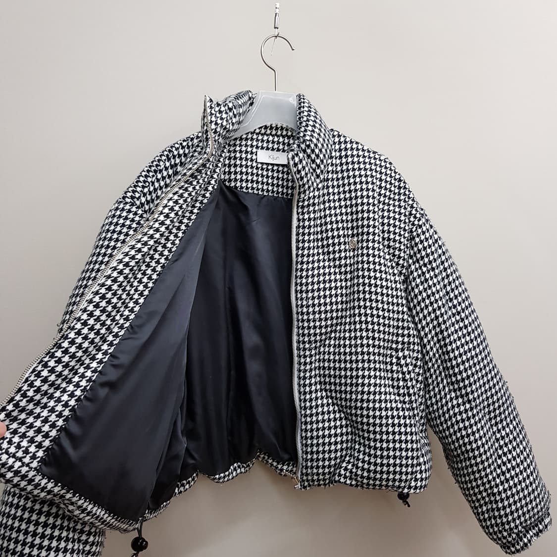 Kijun 기준 하운드투스 패턴 덕다운 패딩 M사이즈 상품이미지7