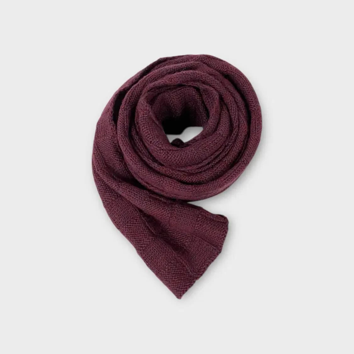 [M24] 체크 패턴 니트 머플러 버건디 상품이미지3