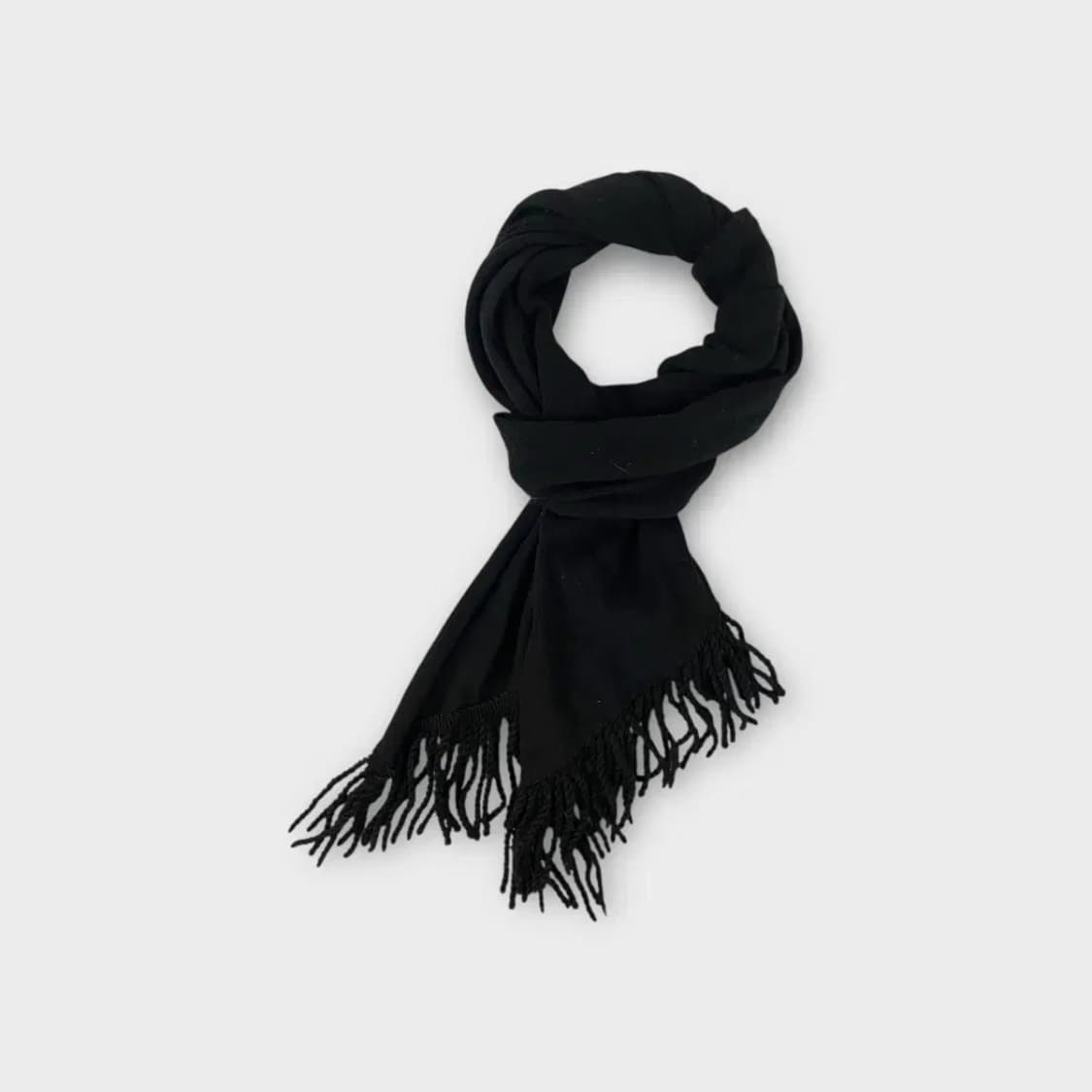 [M40] 블랙 무지 사선 테슬 장식 머플러 상품이미지2