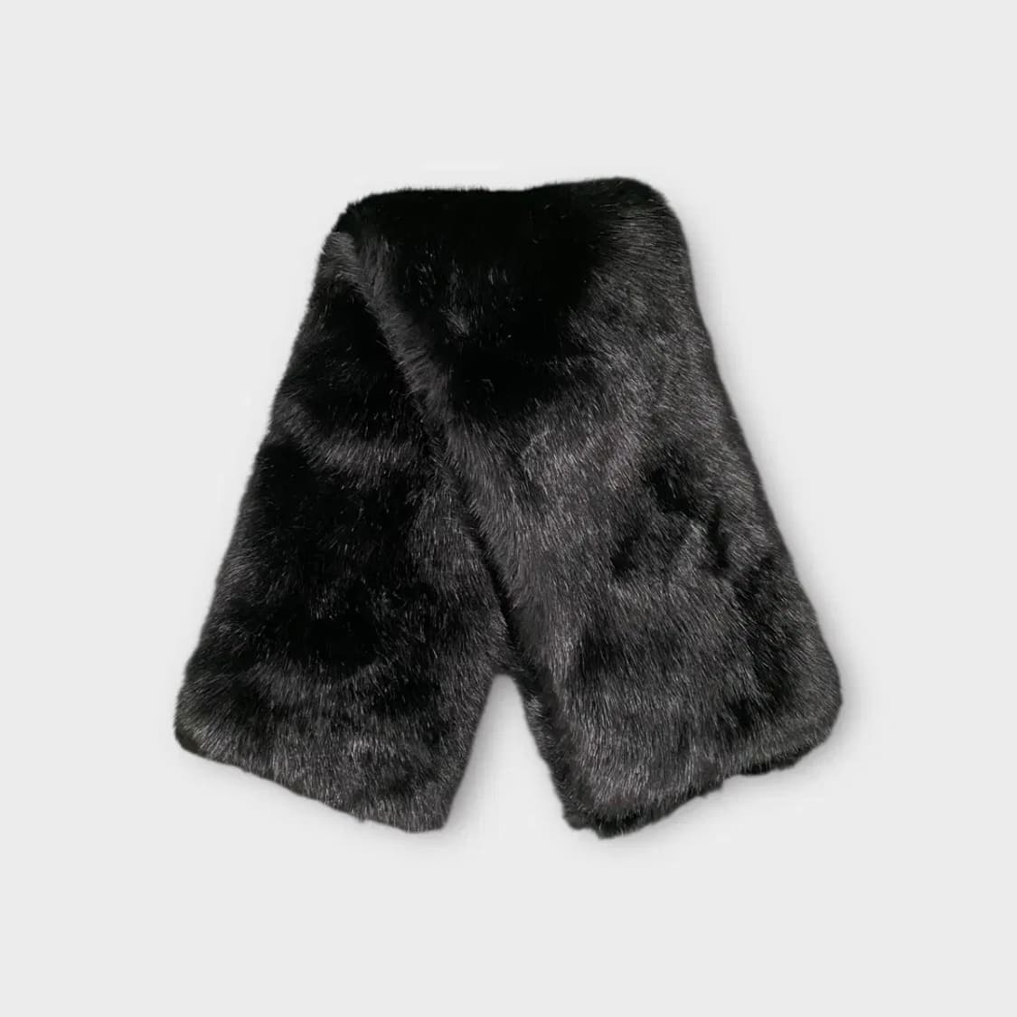 [M52] CARVEN 인조 모피 머플러 블랙 상품이미지1