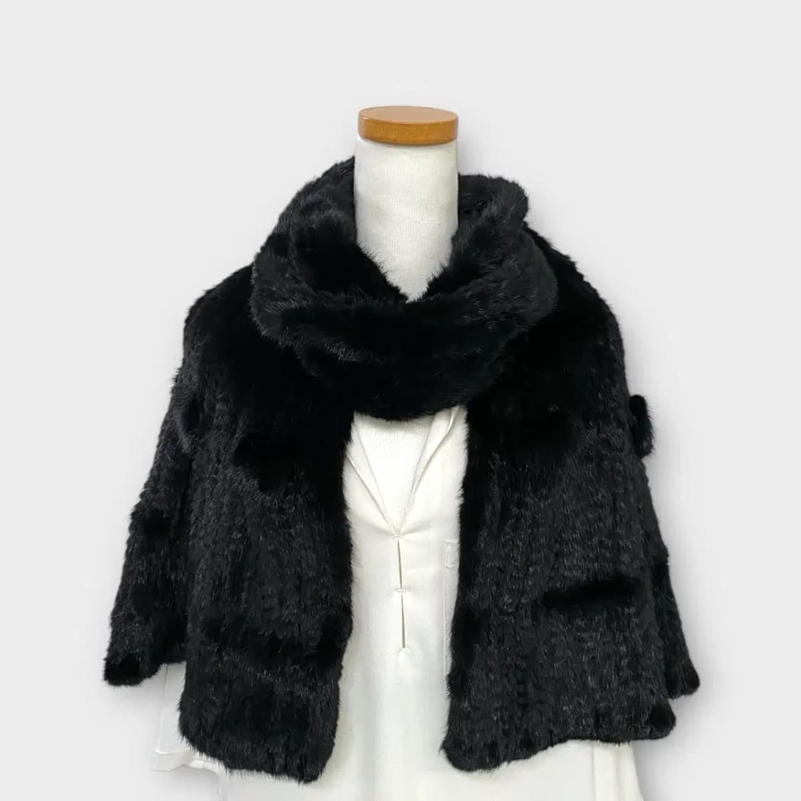 [M53] 니나리치 블랙 밍크 100 머플러 상품이미지3