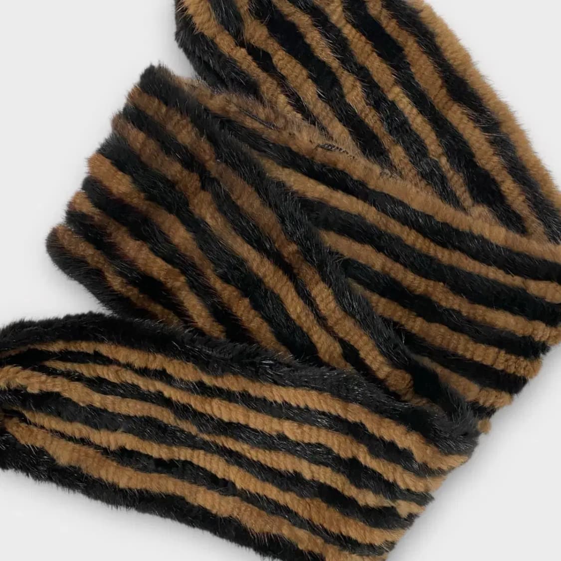 [M54] 브라운 블랙 배색 퍼 머플러 상품이미지3