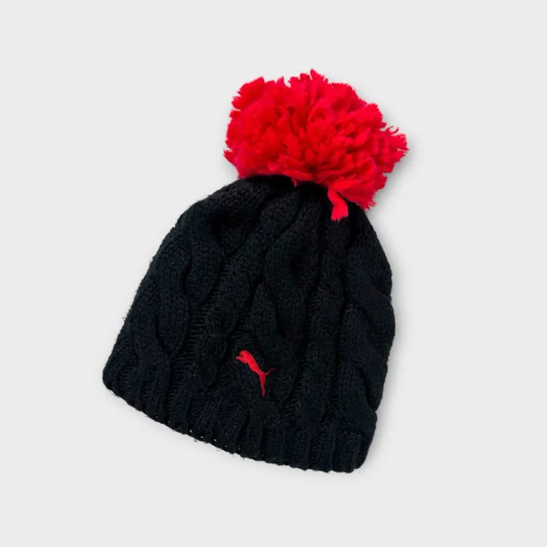 [1453] 푸마 털방울 레드 블랙 아크릴 비니 상품이미지6