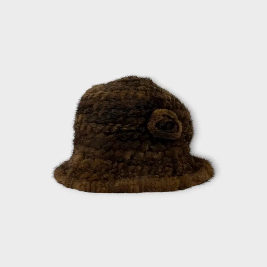 [1467] DUANI 코사지 니팅 천연 밍크 버킷햇 상품이미지2