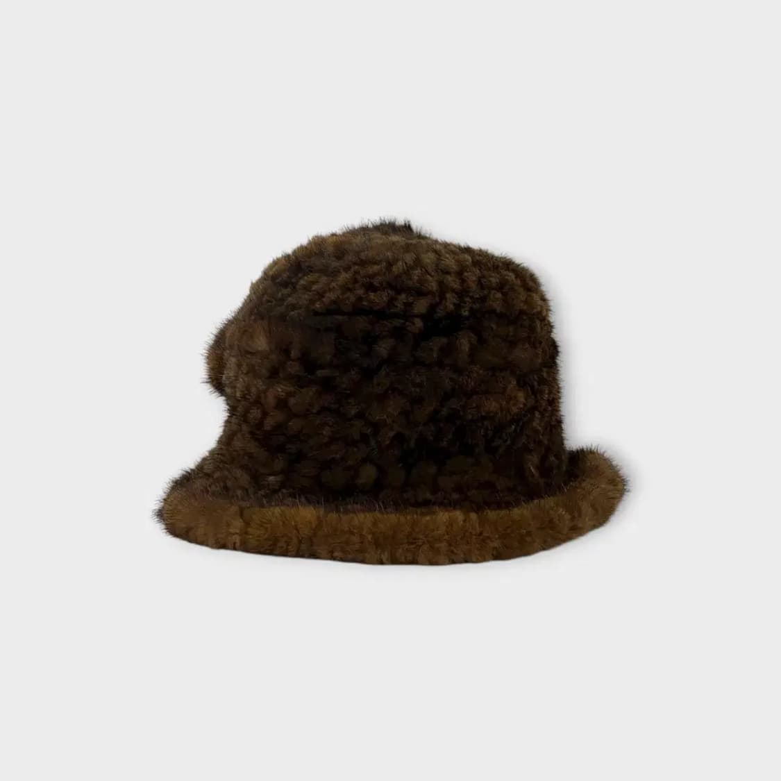 [1467] DUANI 코사지 니팅 천연 밍크 버킷햇 상품이미지3