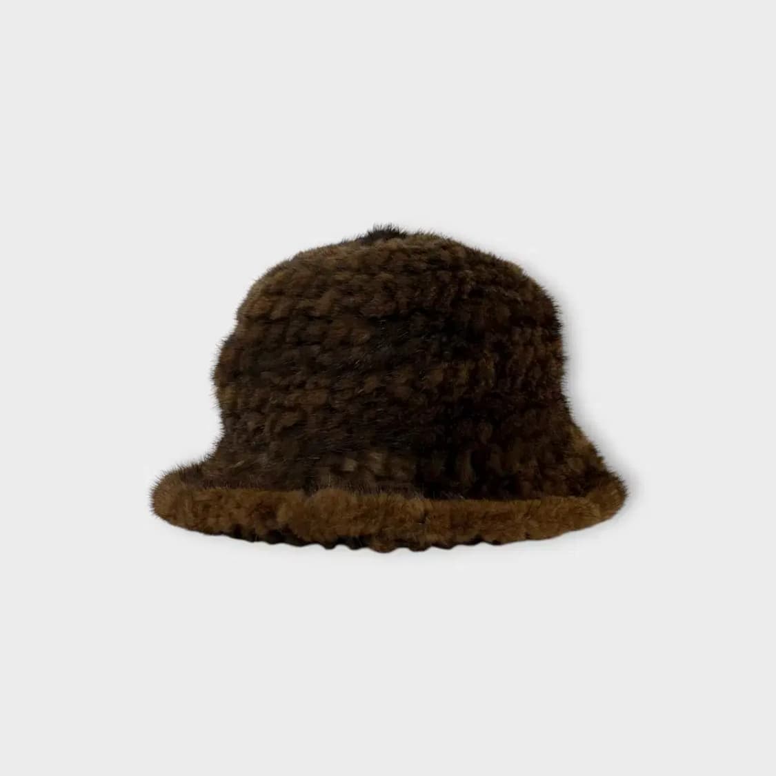 [1467] DUANI 코사지 니팅 천연 밍크 버킷햇 상품이미지4