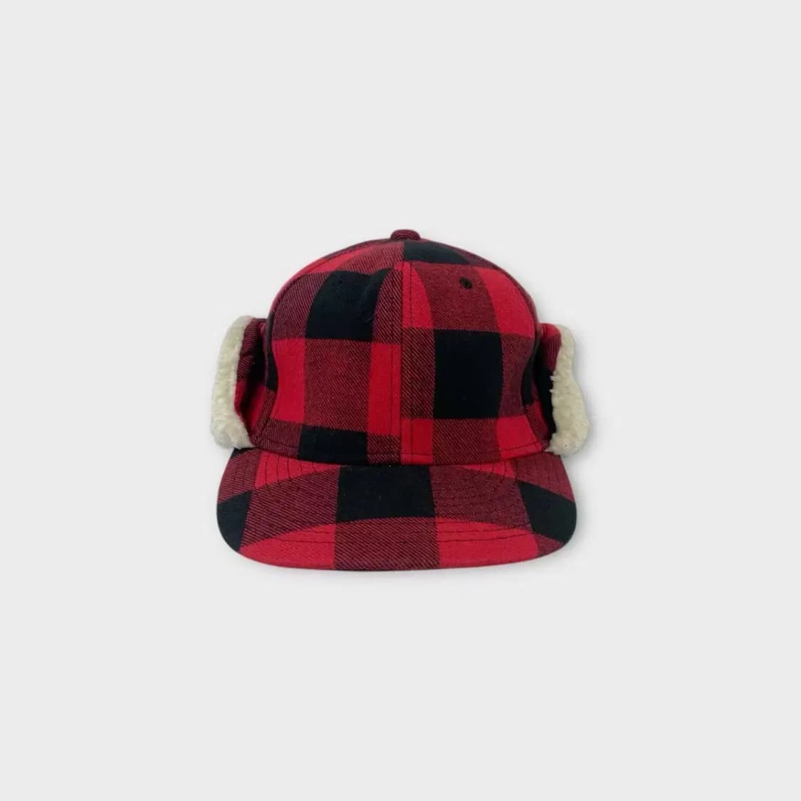 [1544] 크리틱 버팔로 체크 패턴 트루퍼 햇 레드 상품이미지1