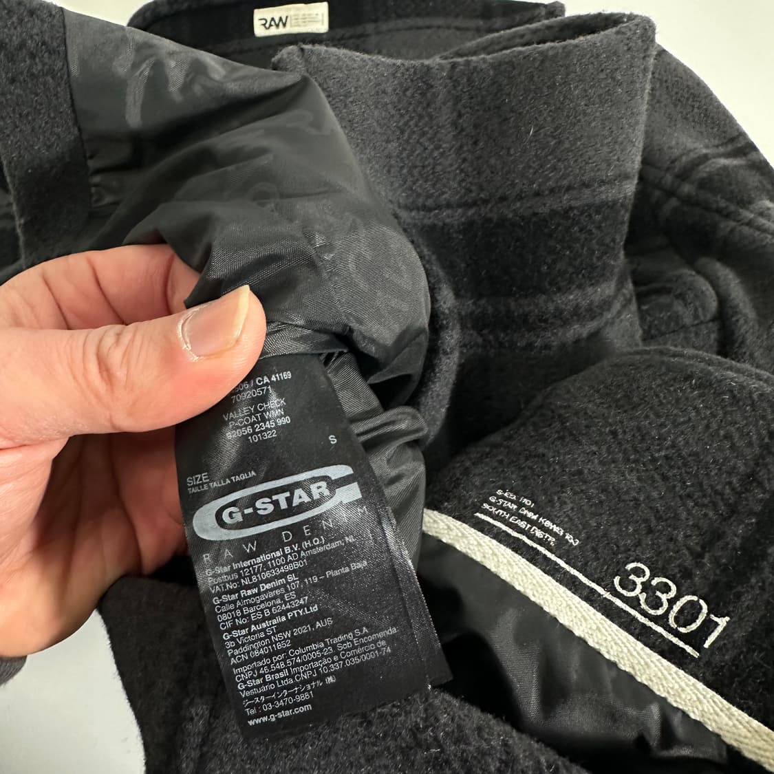 S 지스타로우 GSTAR 그레이 체크 더블 하프코트 상품이미지9