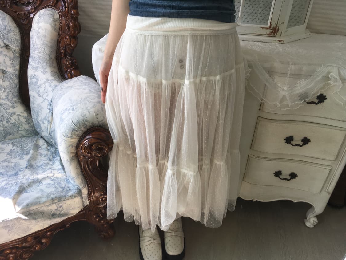 빈티지 도트 캉캉 레이스 스커트 상품이미지3