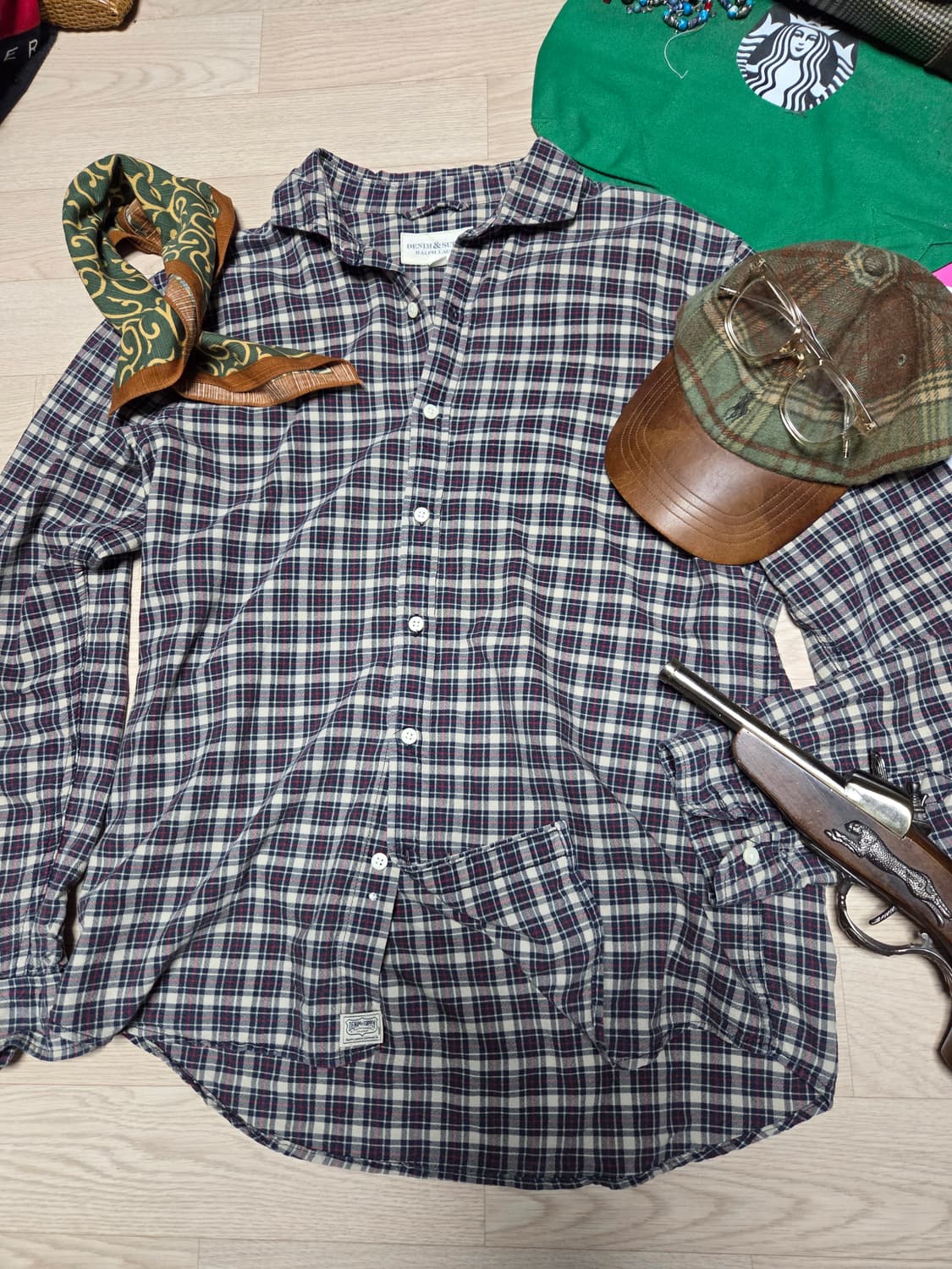 폴로 랄프로렌 스프레드 카라 체크 셔츠 남방  상품이미지1