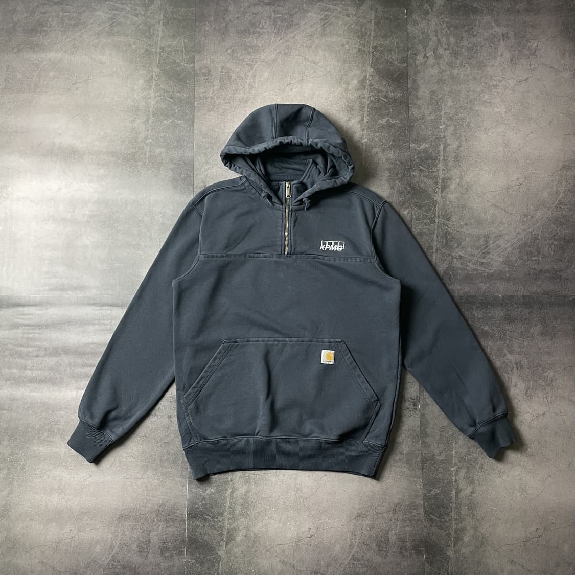 CARHARTT 칼하트 빈티지 네이비 하프집업 기모후드티 A00477 상품이미지1