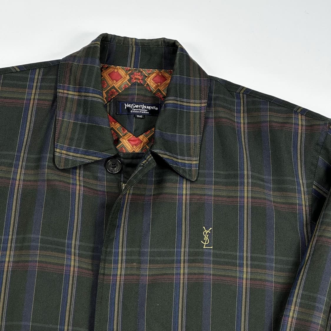 입생로랑 레트로 체크 블루종 자켓 (L) 상품이미지3