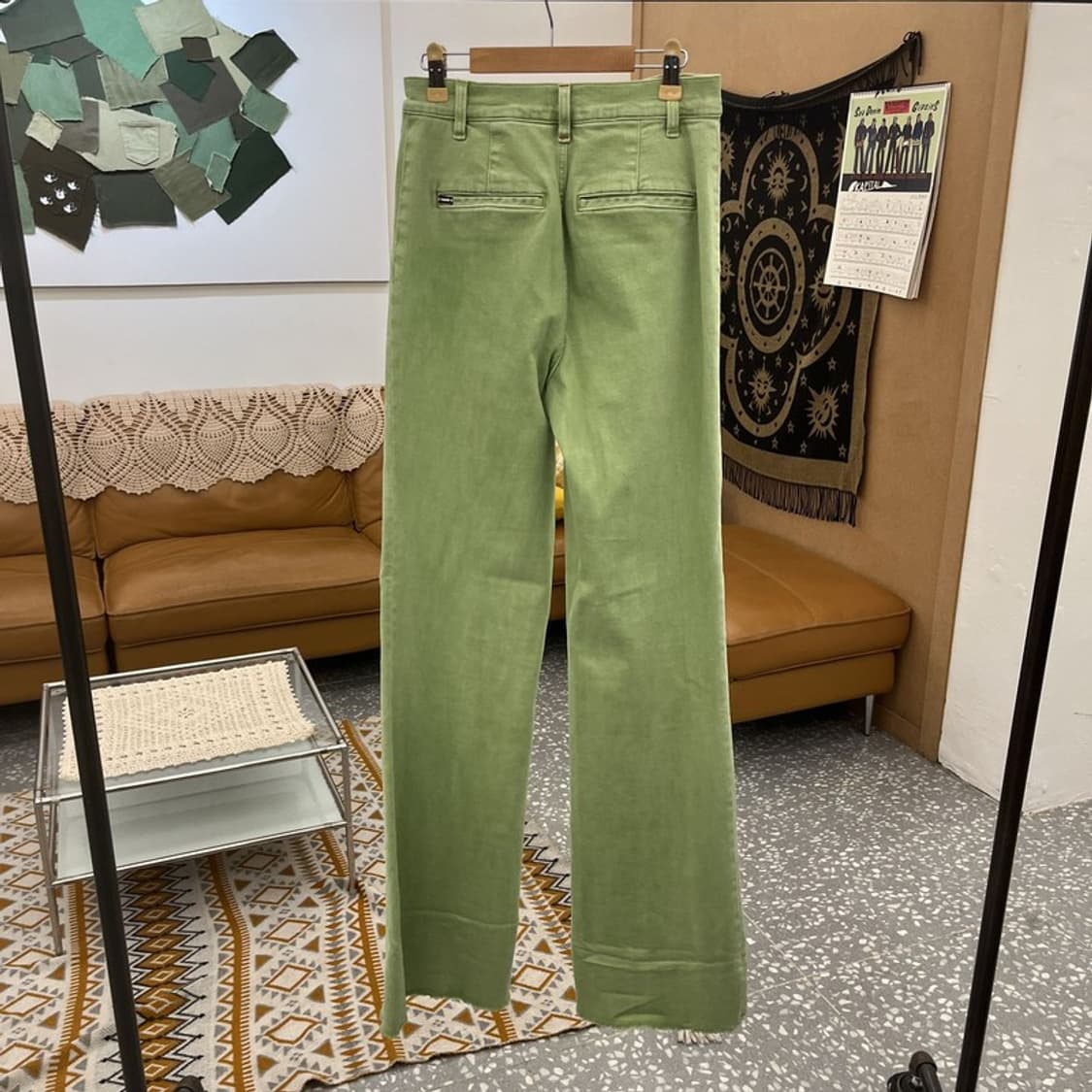 앨리스앤올리비아 피스타치오그린 부츠컷 코튼팬츠 26인치 C11202 상품이미지4