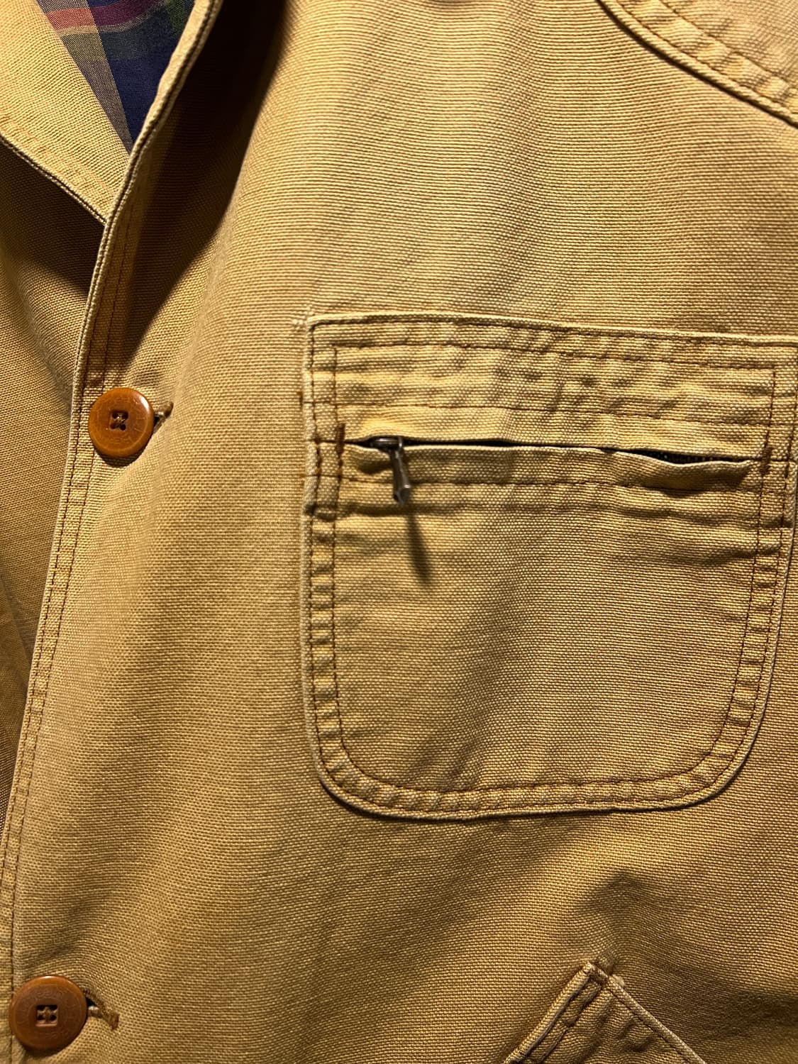 [2XL]90's 엘엘빈 USA 체크 라이닝 브라운 캔버스 헌팅 자켓 상품이미지3