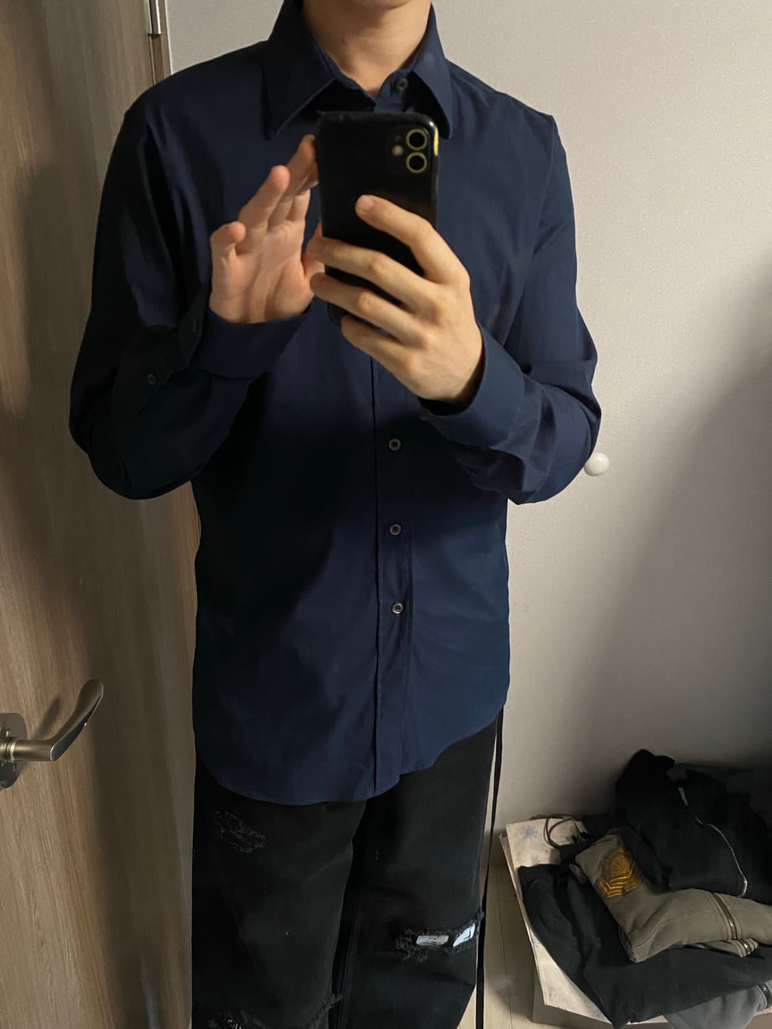 [XL] 프라다 드레스 셔츠 네이비 상품이미지6