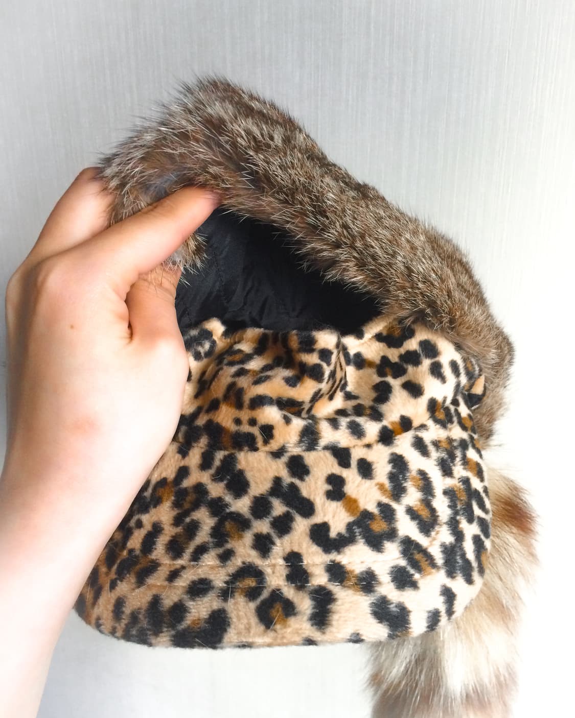 Real fur mixed leopard layered cap 상품이미지10