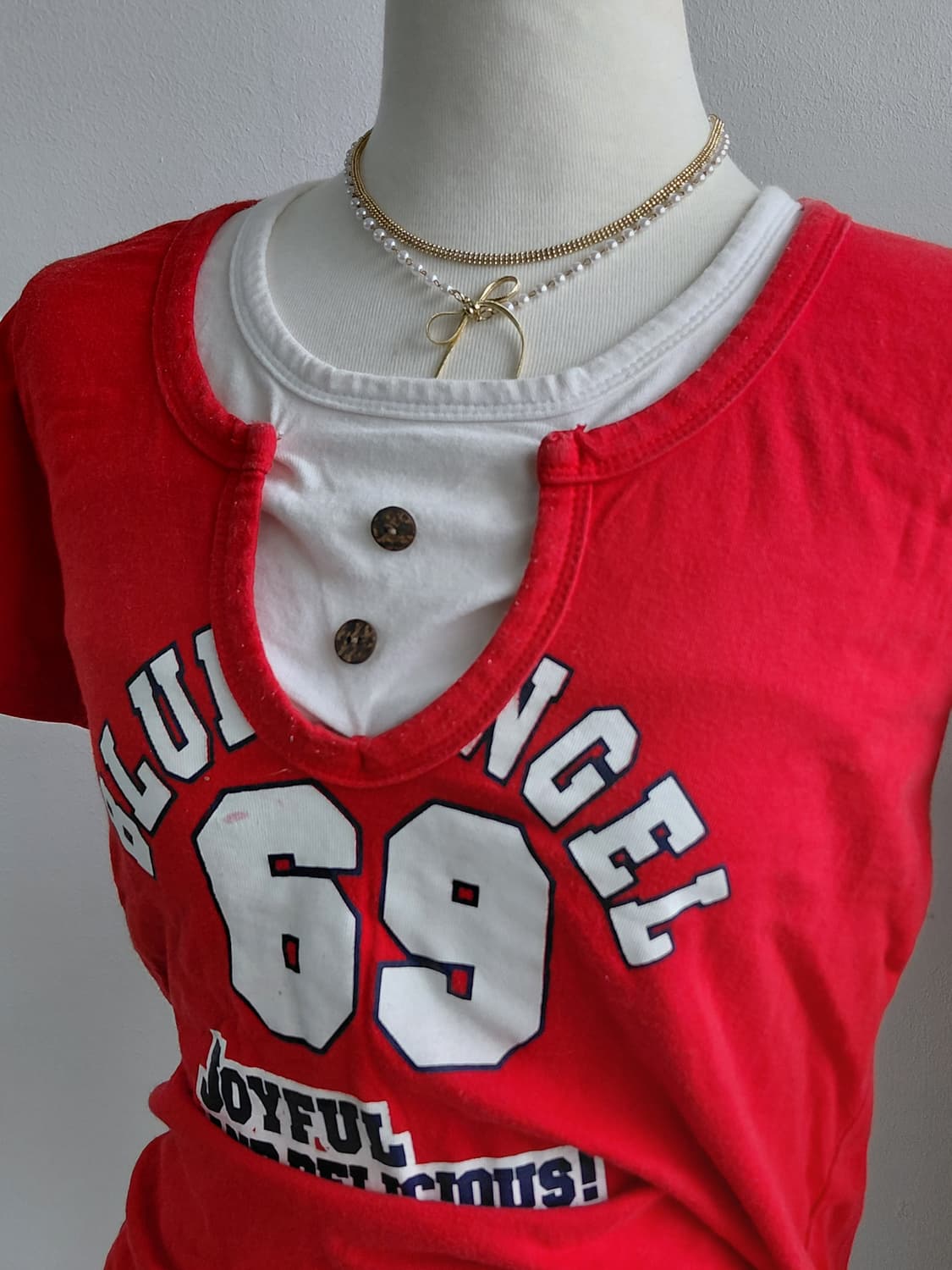 [y2k] 레드 프린팅 반팔 티셔츠 55 상품이미지3