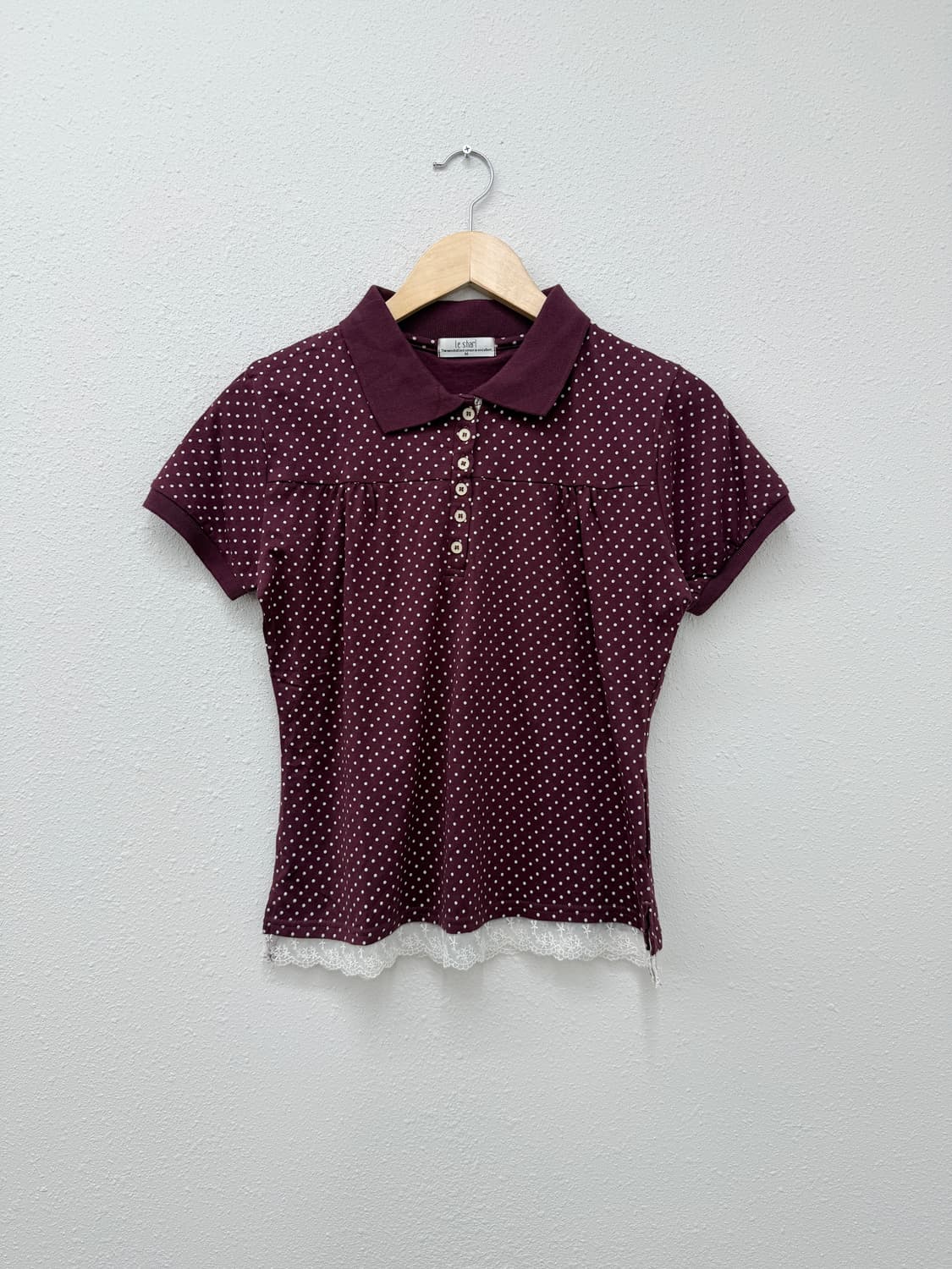 빈티지 버건디 도트 레이스 카라티 상품이미지1
