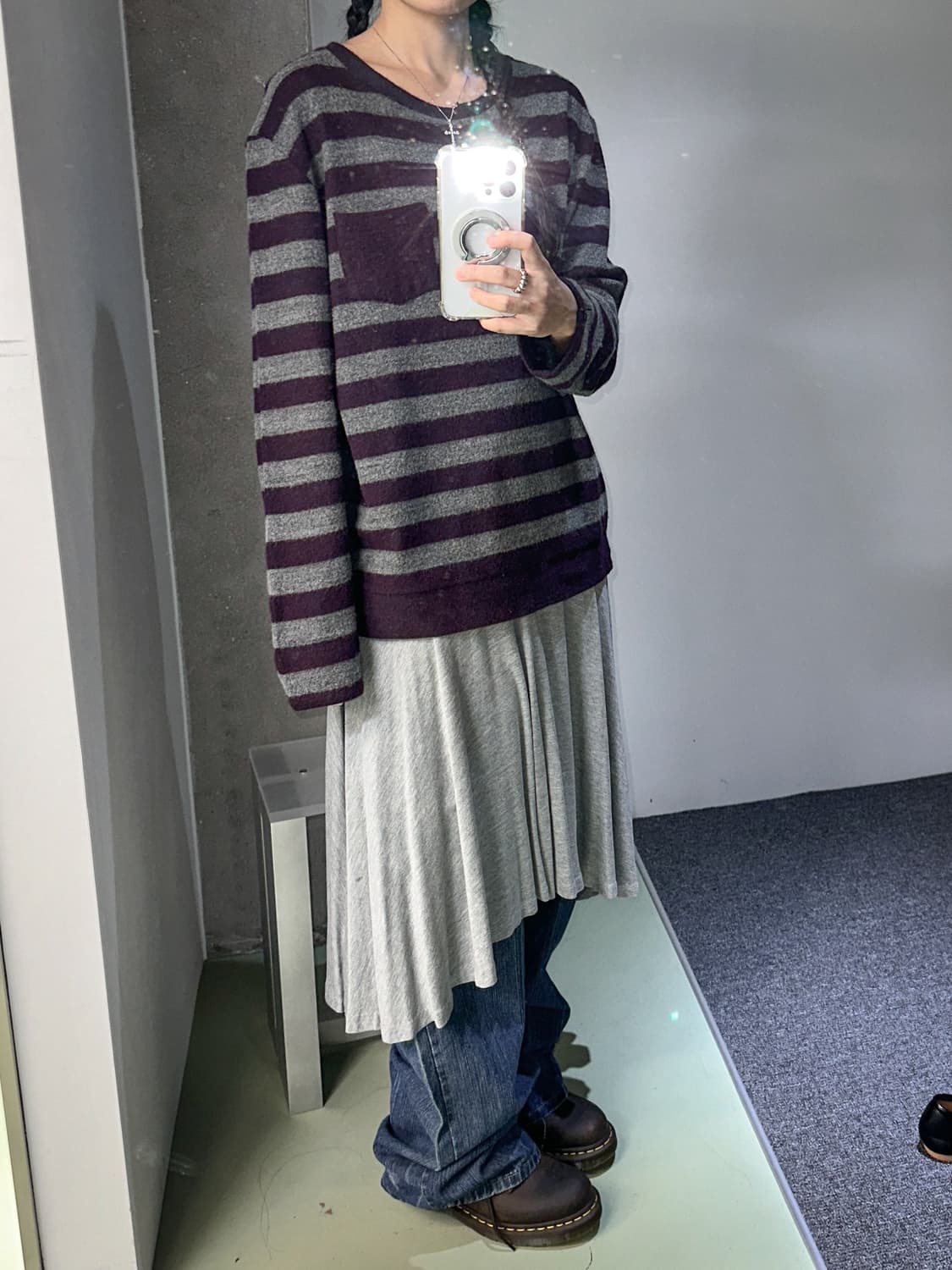 purple/gray stripes knit L/S 상품이미지3