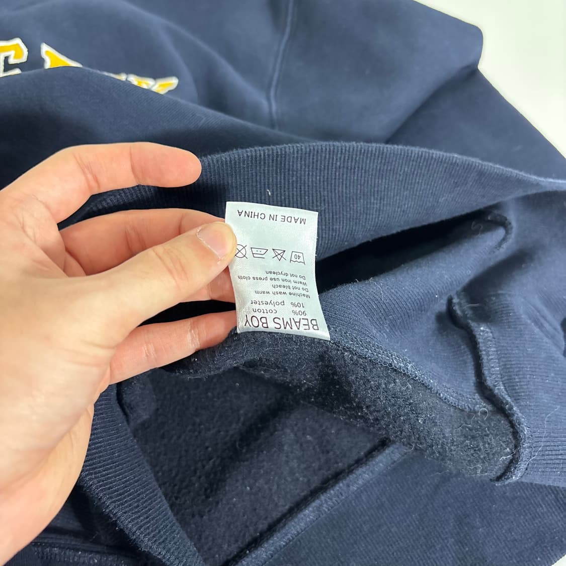 M 빔즈 X 챔피온 리버스위브 네이비 맨투맨 상품이미지6