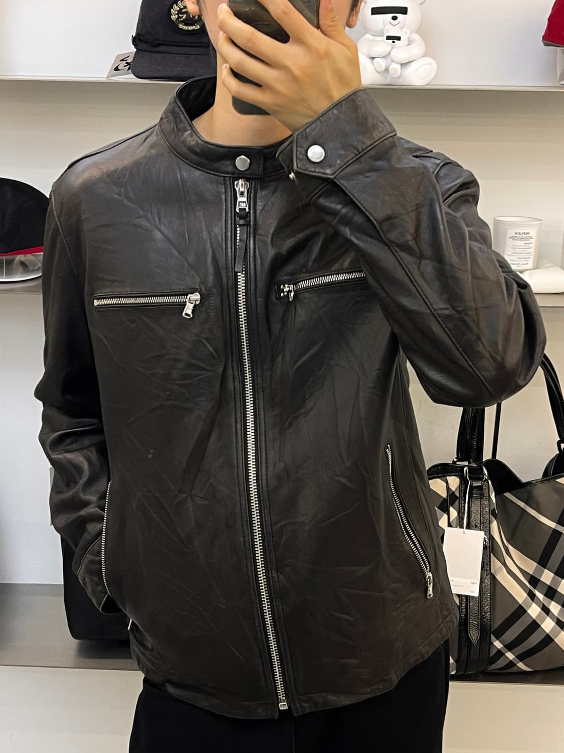 마이클코어스 램 레더 바이커 자켓 상품이미지2