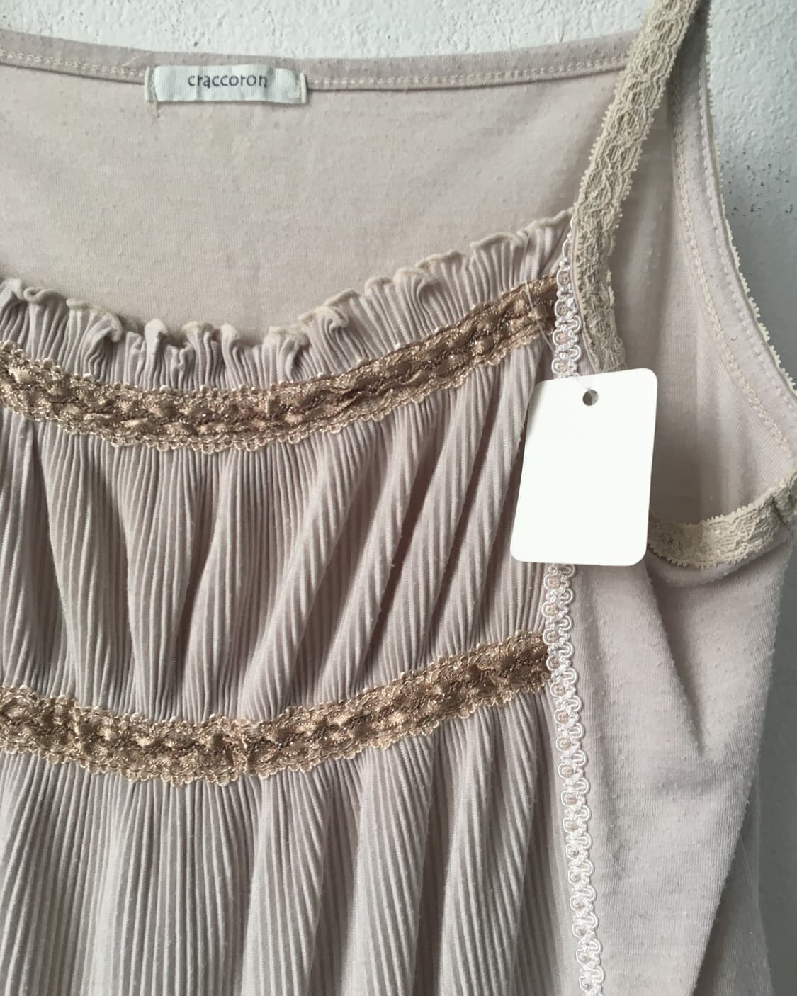 Lace trimming pleats sleeveless 상품이미지4