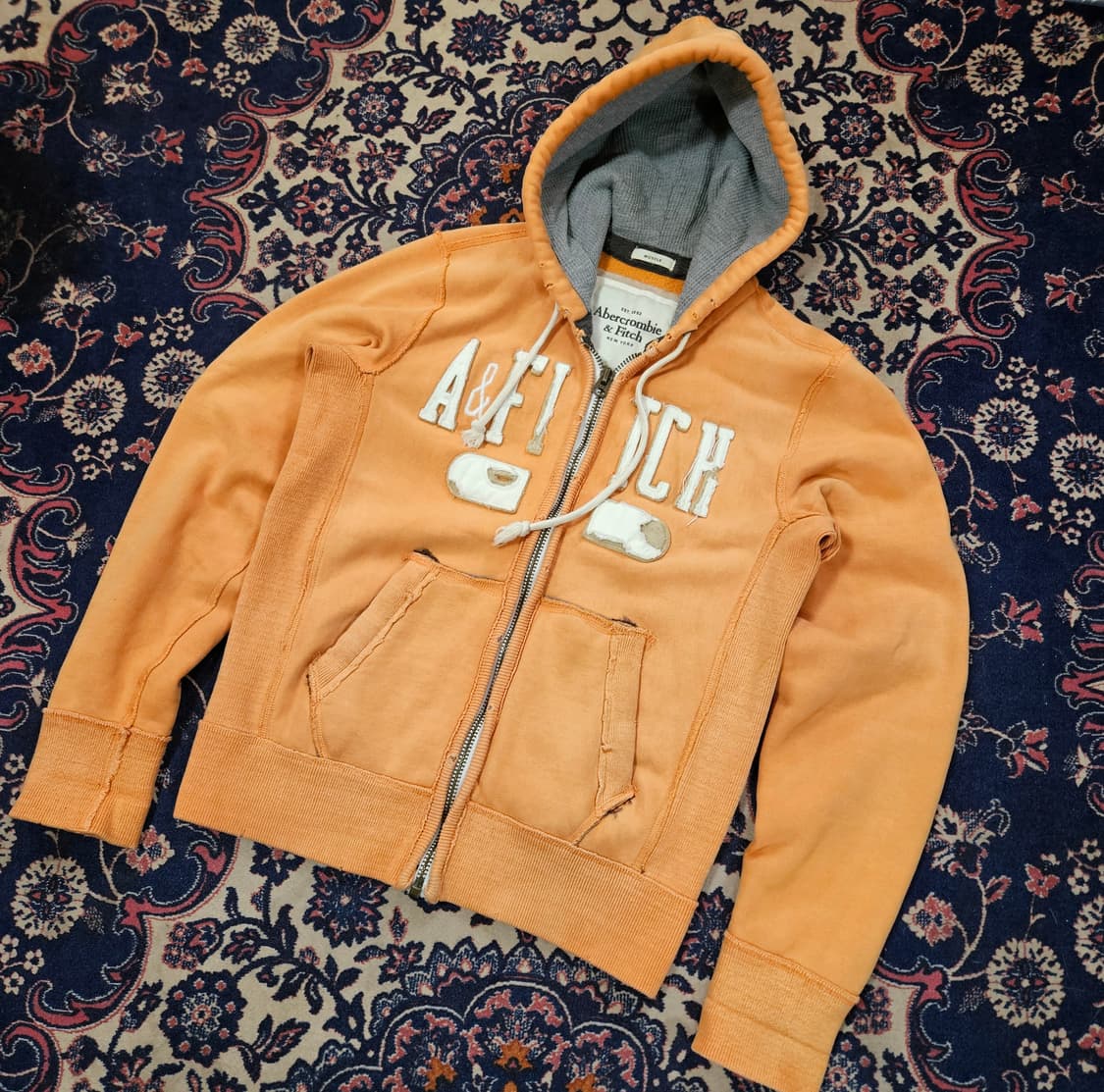 아베크롬비 Y2k 워시드 빈티지 오렌지 후드집업 M 상품이미지1
