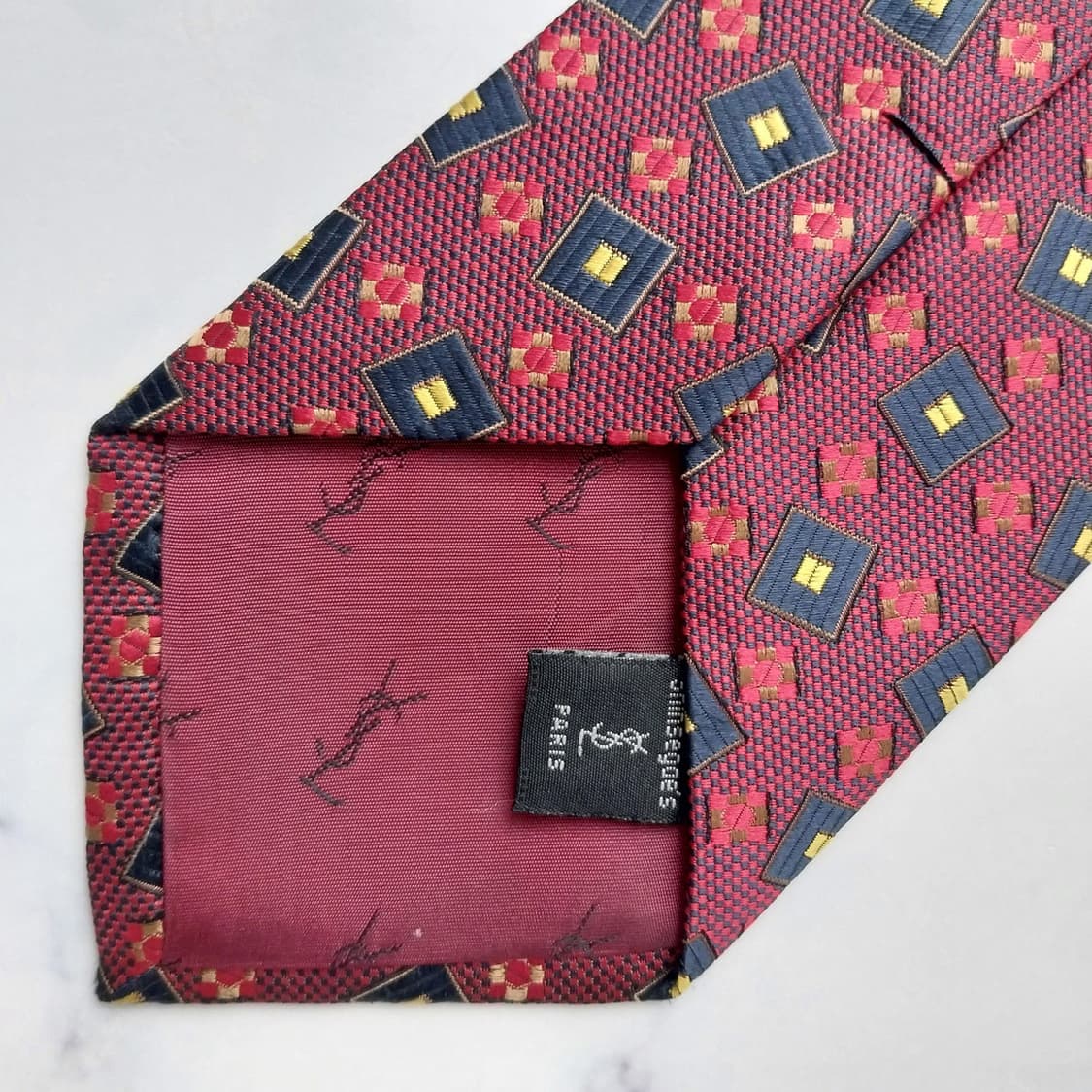 입생로랑 실크 레드 자카드 패턴 넥타이 9.5cm A+등급 K2514
 상품이미지8