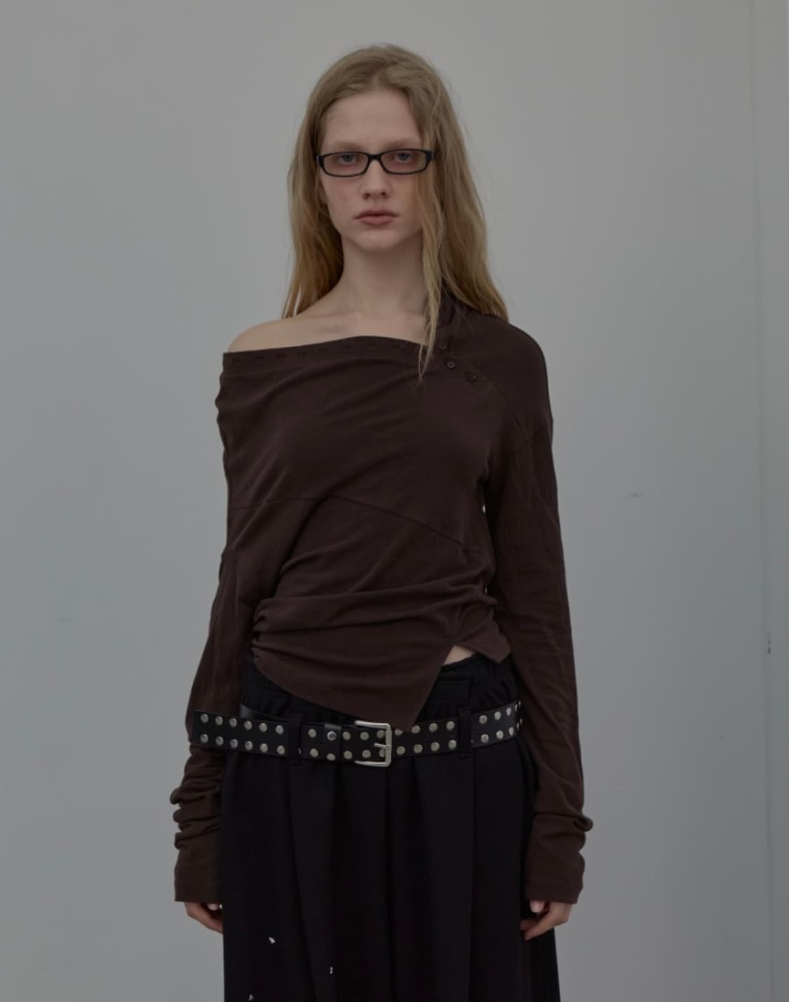 LCDC RUFFLED NECK LINE JERSEY TOP M 상품이미지1