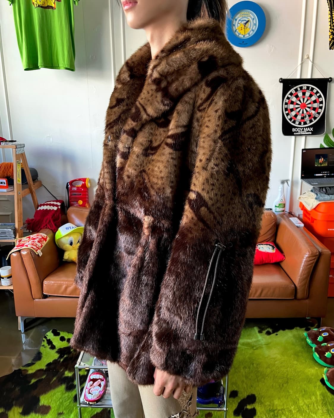 Vintage Real Fox Fur String Sleeve Coat 상품이미지2