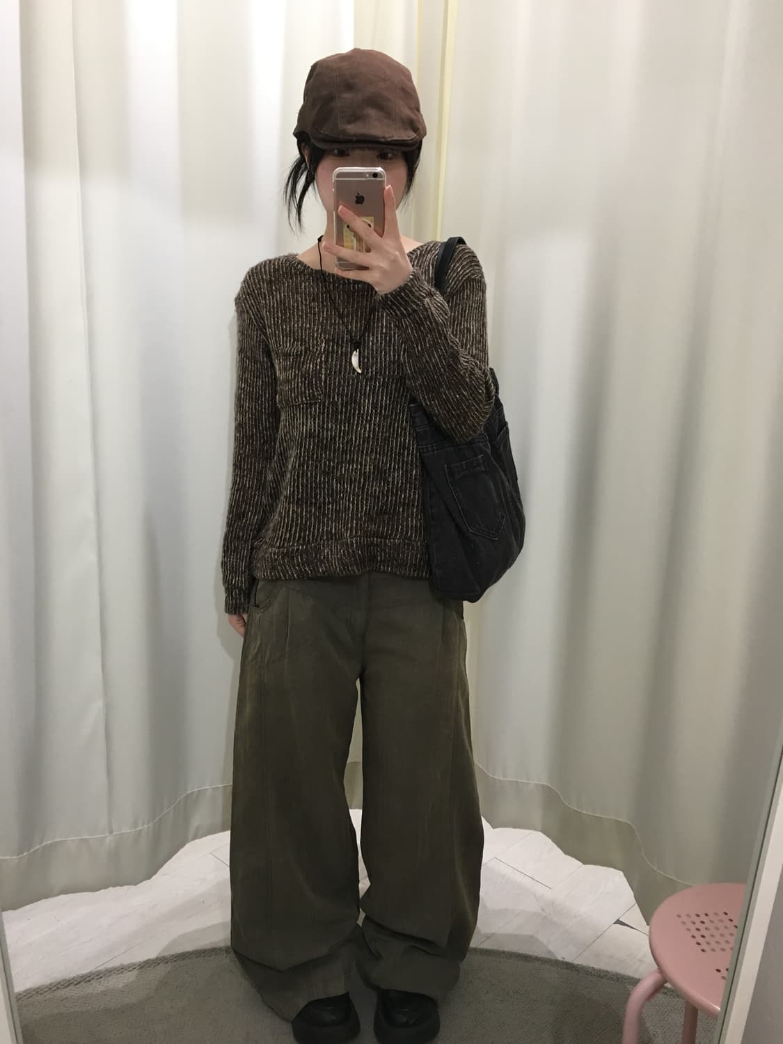 카키 밴딩 와이드 팬츠 상품이미지5