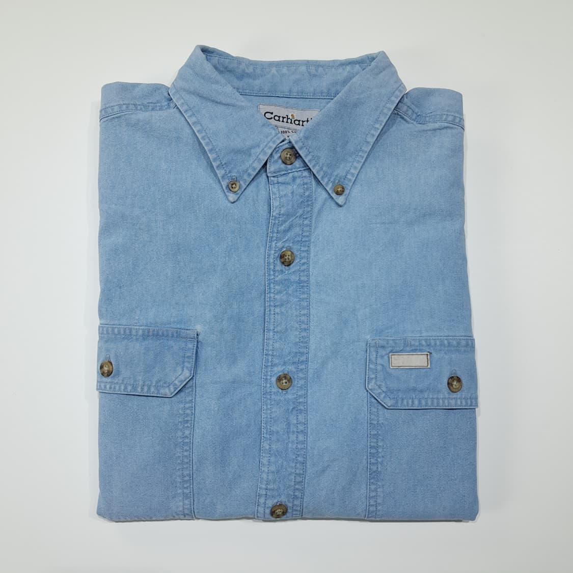CL623 L 칼하트 00s 코튼 버튼다운 워크 데님 셔츠 남방 상품이미지8