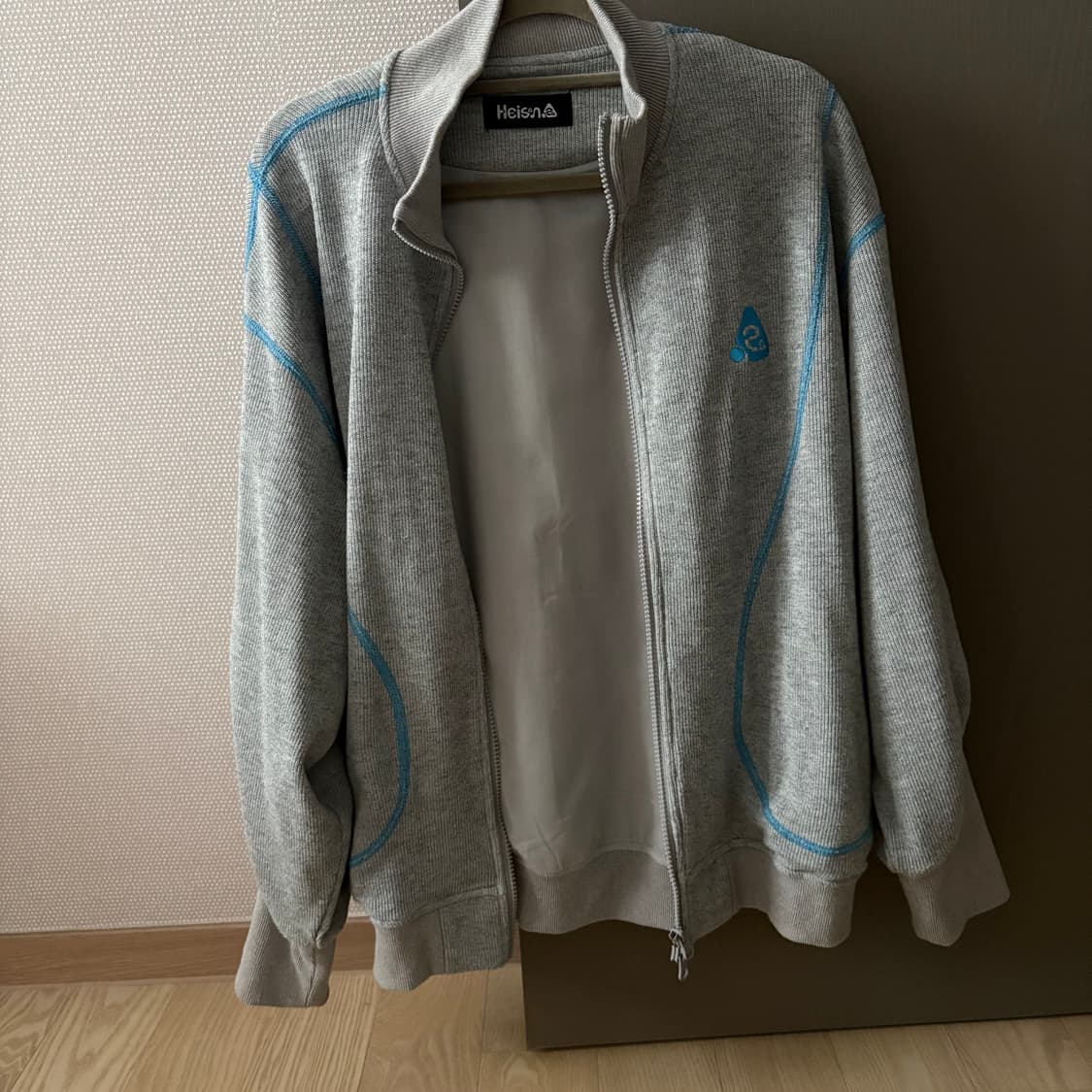 하이산 베이스볼 라인 스티치 집업 자켓 그레이 S 상품이미지2