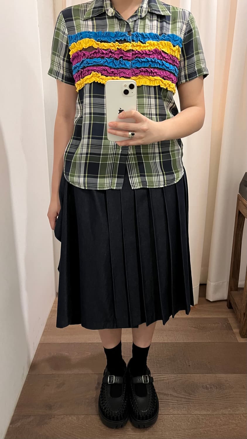 Check Frill Reversible Blouse 상품이미지8