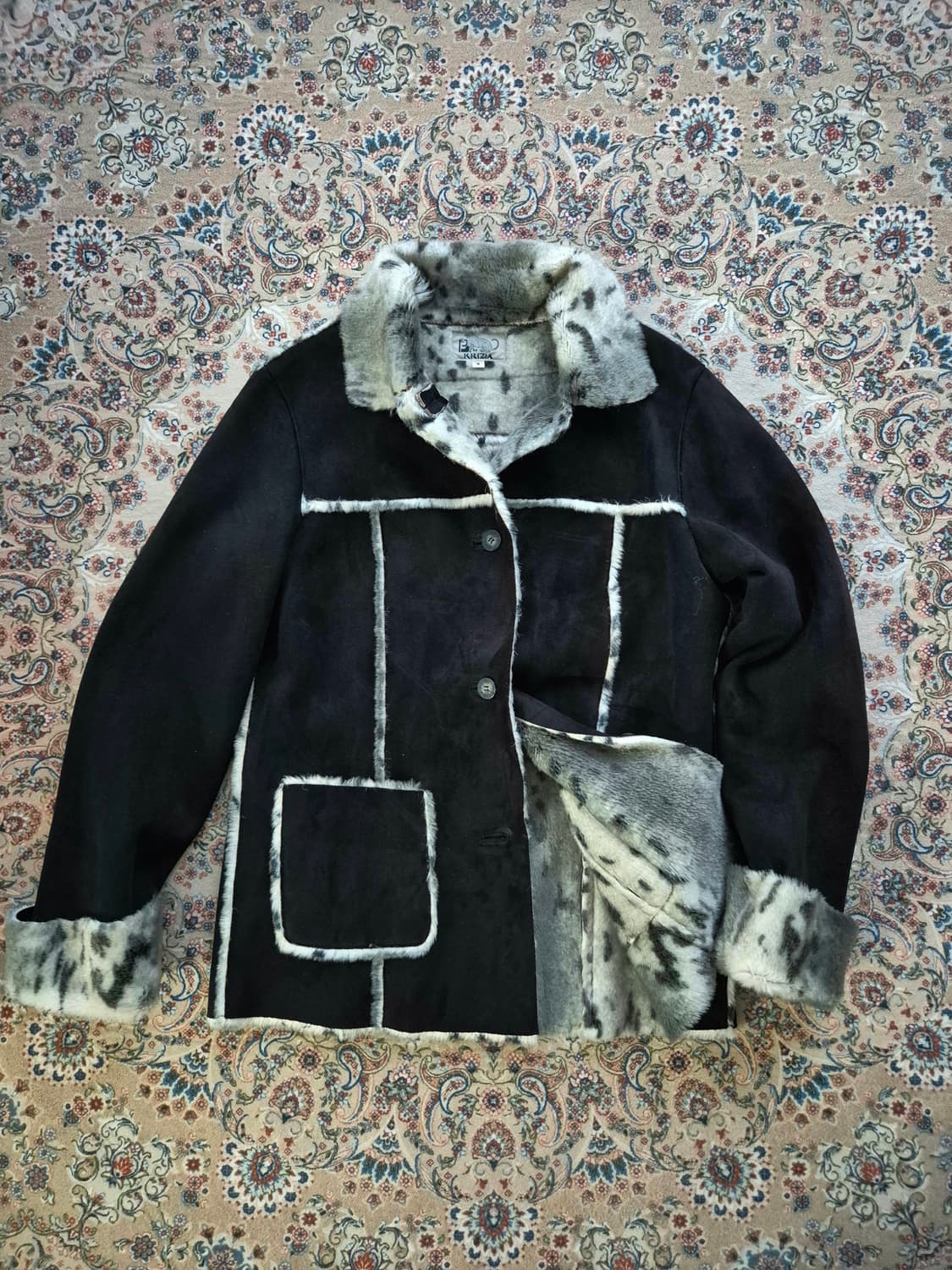 크리지아 레오파드 스웨이드 시어링 자켓 상품이미지1