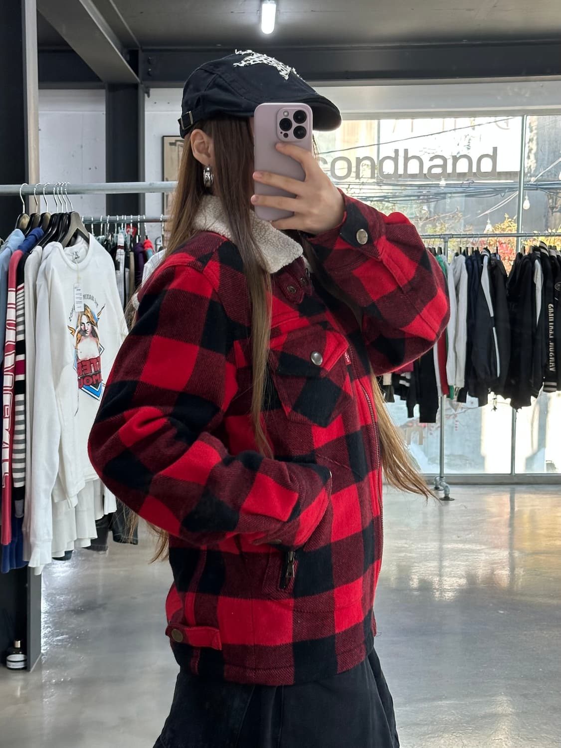 리바이스 타탄체크 하이넥 포켓 울 쉐르파자켓 상품이미지3