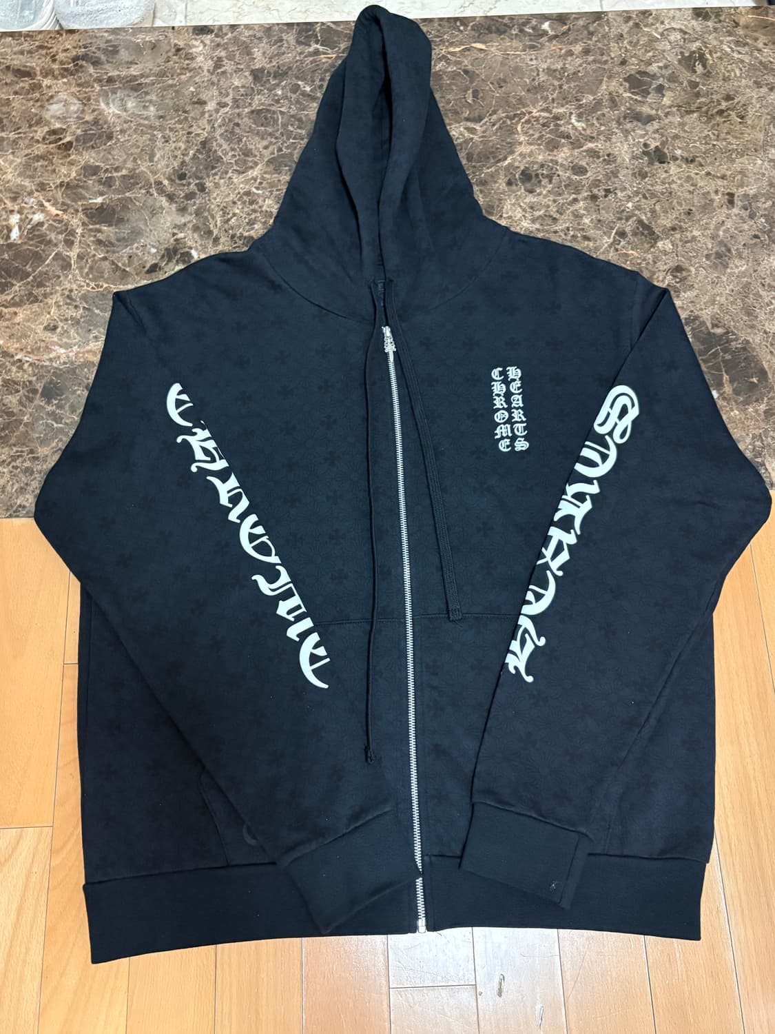 [M]크롬하츠 모노그램 풀오버 버티컬 후드집업 블랙 정품 상품이미지2