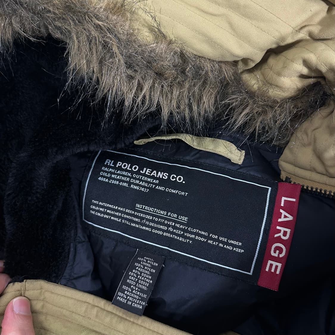 L 폴로 진스 베이지카키 N3B 야상 패딩 상품이미지7