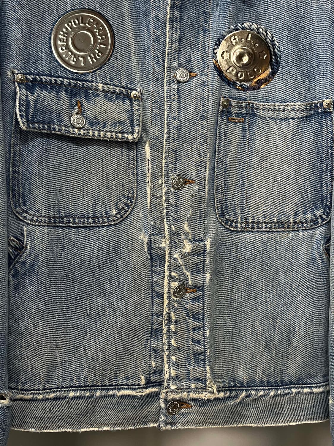 80's 폴로랄프로렌 usa 로데오 플래그 리페어 덩가리 트러커 데님자켓 상품이미지6