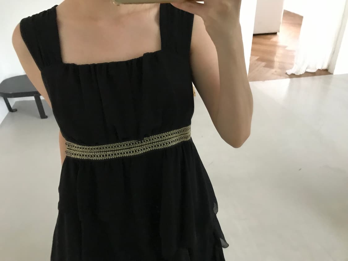 vintage black frill one-piece 상품이미지7