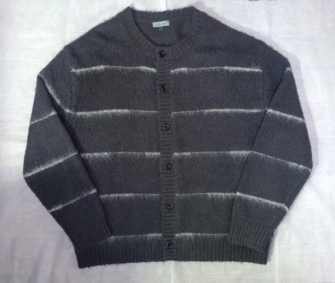 벨리에 브러쉬드 탐 스트라이프 가디건 그레이 05(105) 상품이미지2