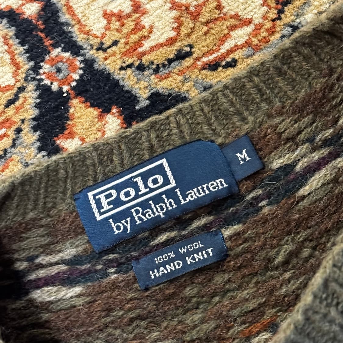 폴로 울 니트 스웨터 노르딕 페어아일 (M) 카키 상품이미지6