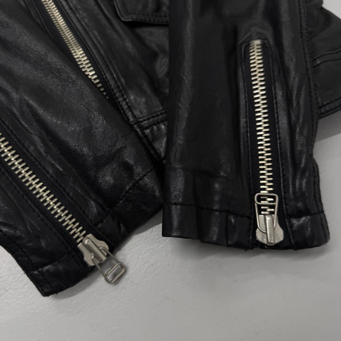 바이커 리얼레더 양가죽 사선 라이더 가죽자켓 상품이미지7